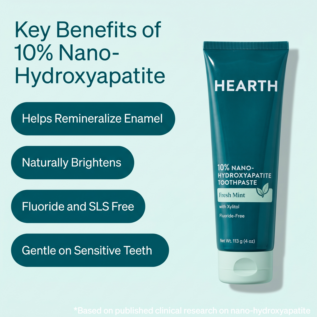 Key benefits of 10% nano-hydroxyapatite