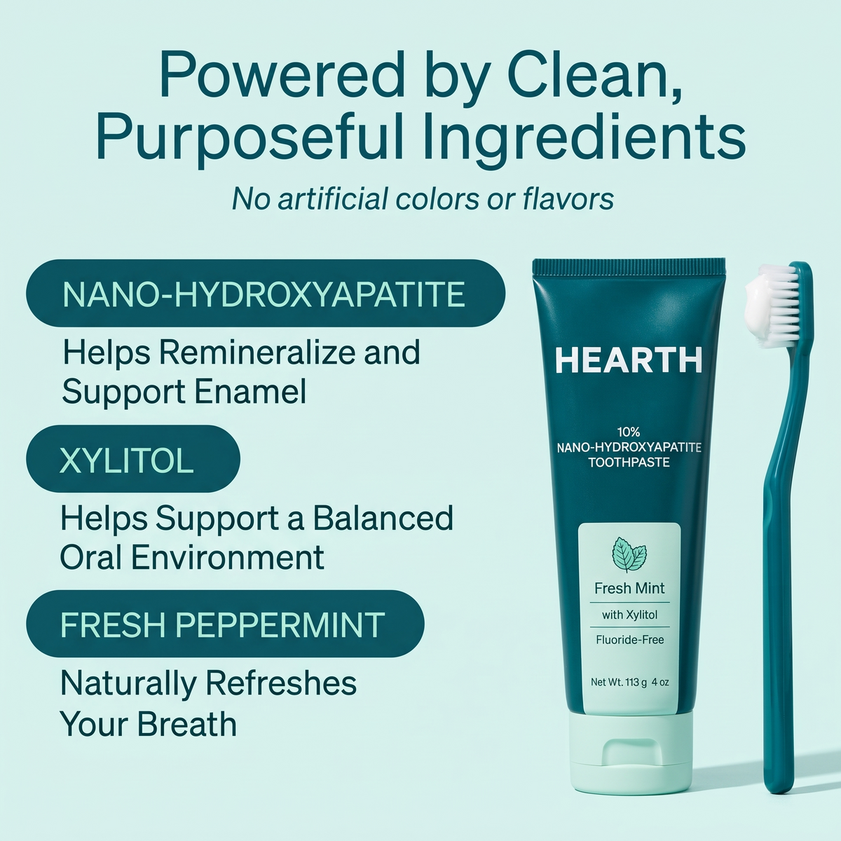 Nano-hydroxyapatite, xylitol and peppermint