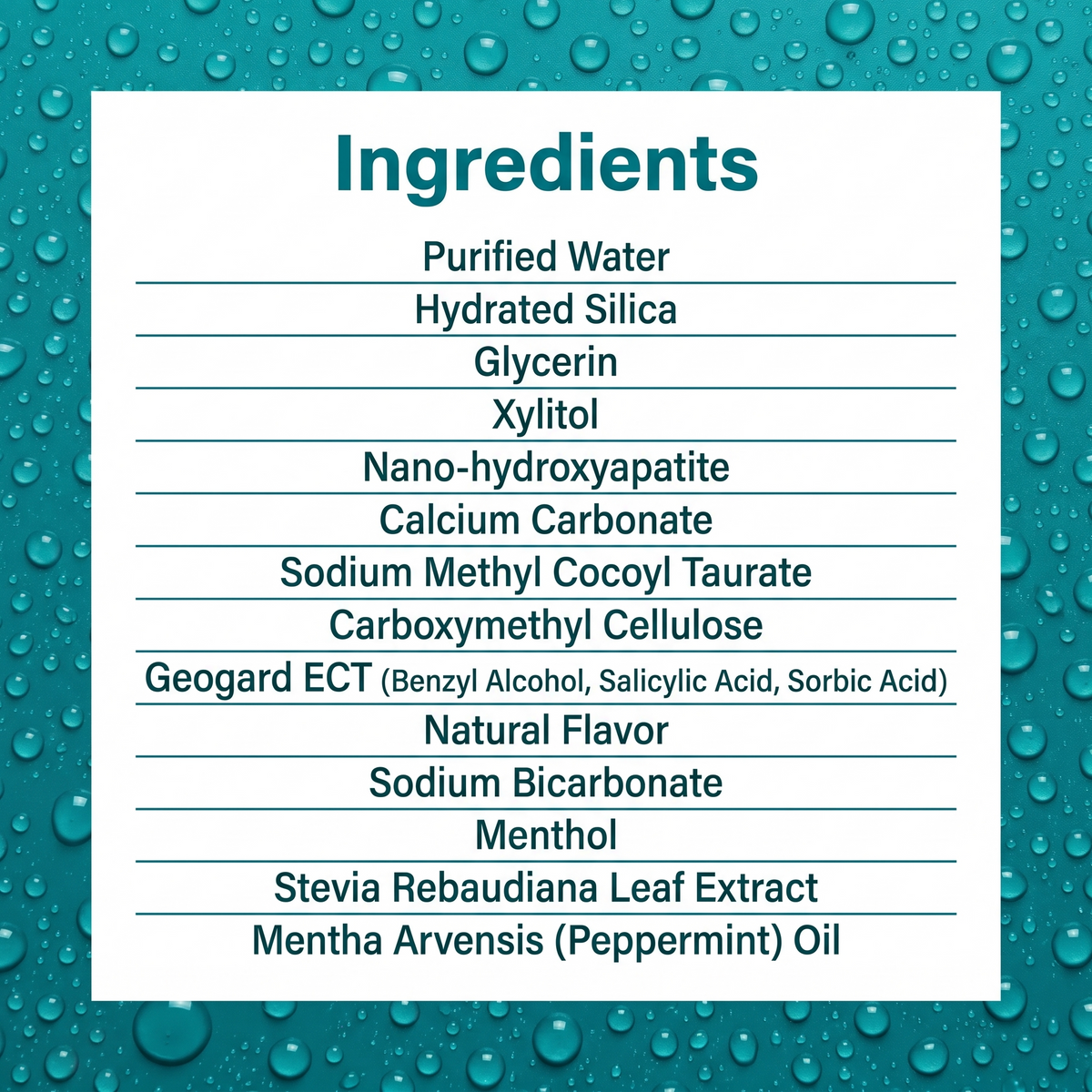 Hearth toothpaste ingredients